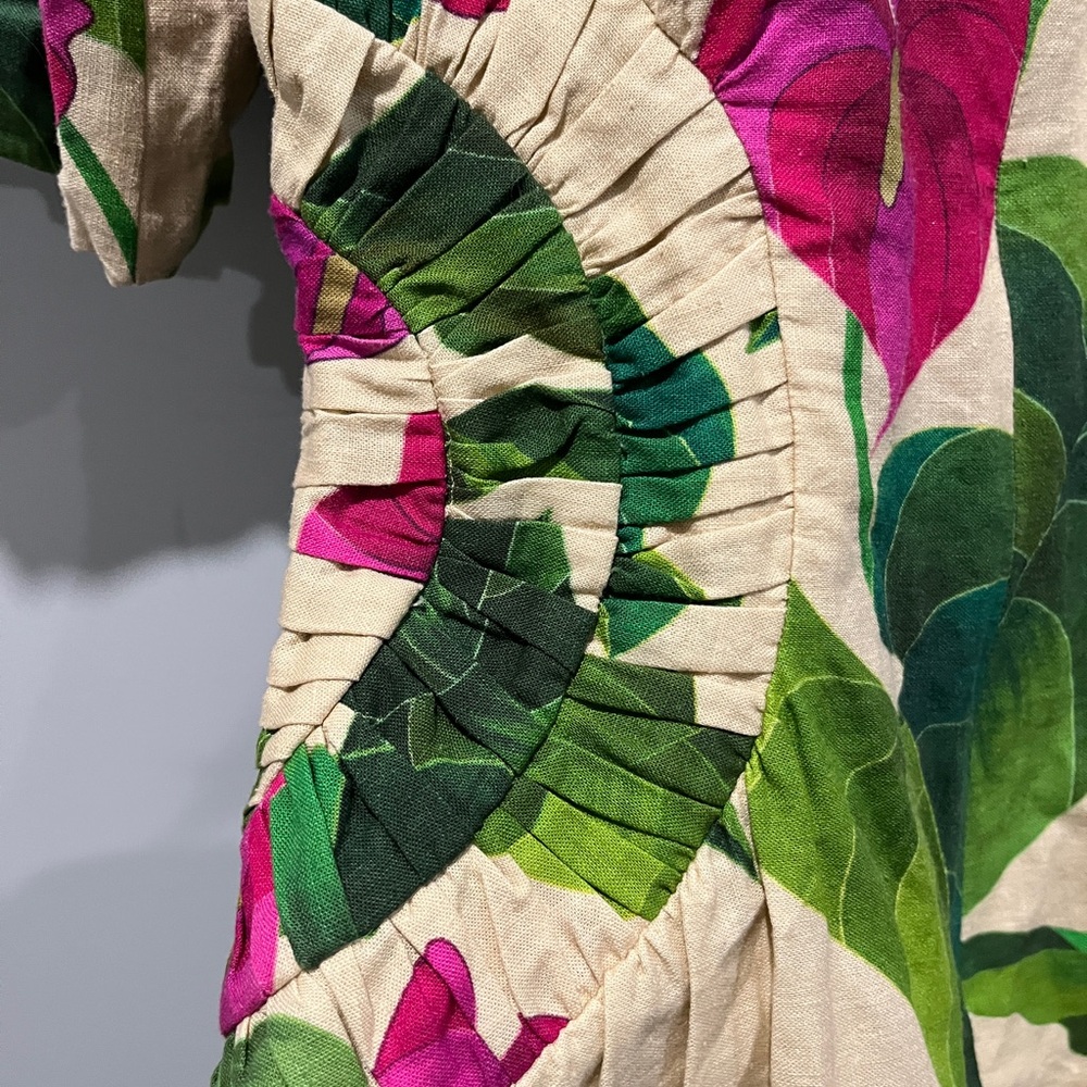 FARM Rio Leaf Print Mini Dress in Green and Pink - Picture 4 of 5